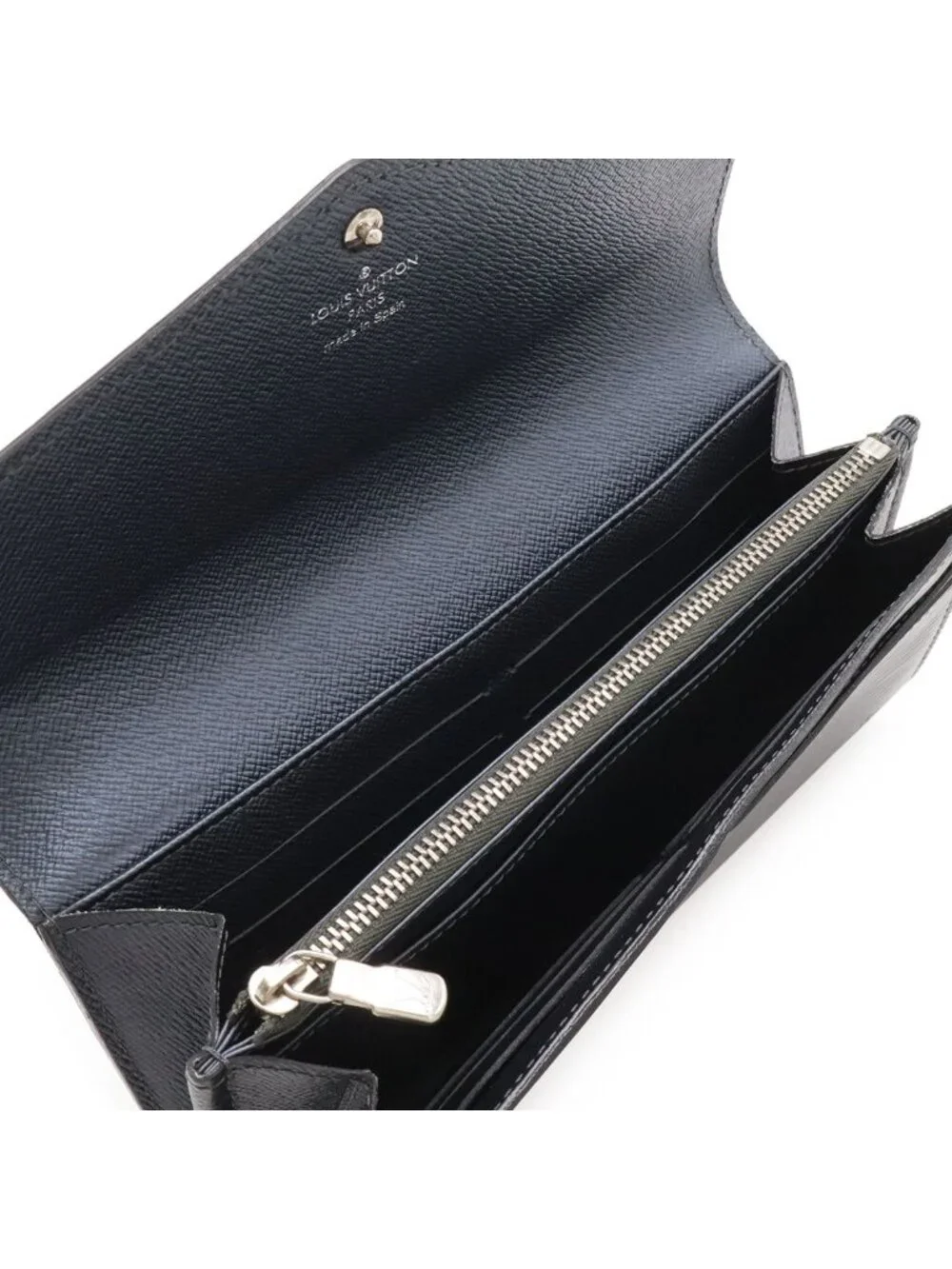 Louis Vuitton Epi Portefeuille Sarah Bifold Wallet Anthracitna Cles Metallic
